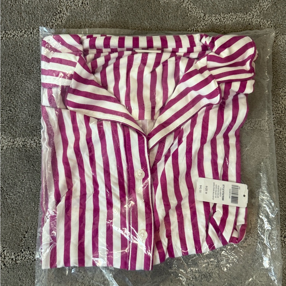 Soma Pink and White Striped Pajama Top